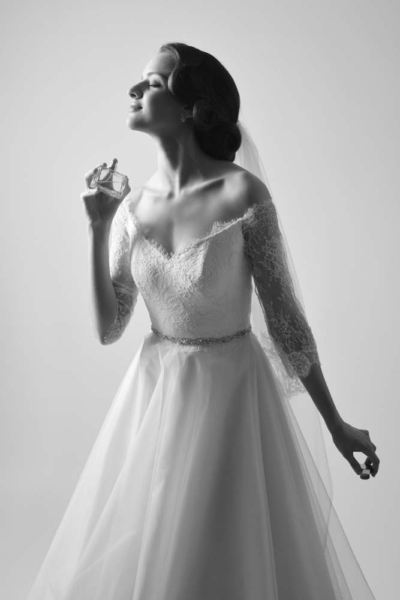 Bridal Gowns: Modern Trousseau Gown 'Estelle' featuring Gelmor Lace