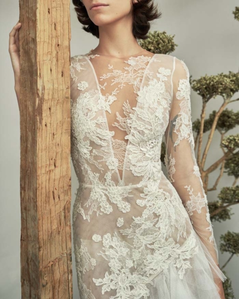 Gelmor lace trista bridal gown deep v