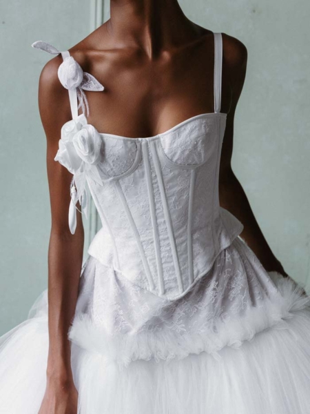 Bridal: Wiederhoeft SS21 Jackie Corset featuring Gelmor Lace